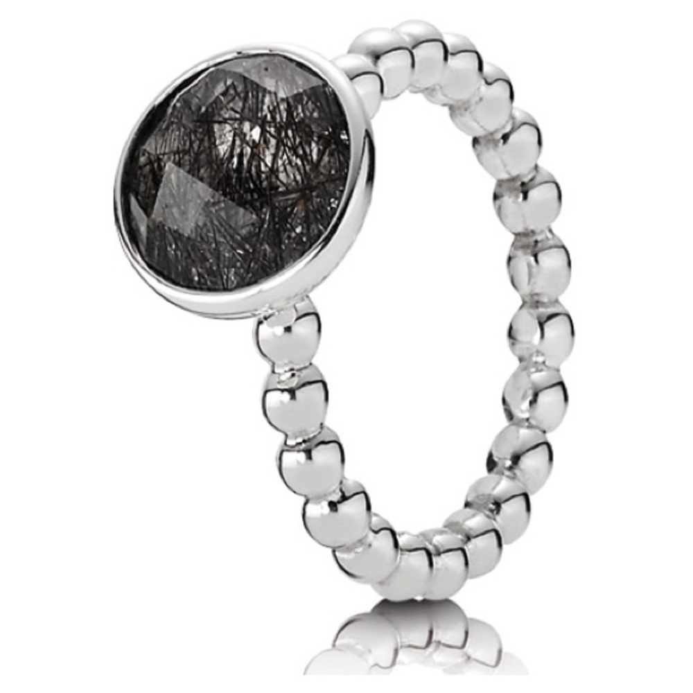 RARE Pandora Sterling Silver Rulite Quartz Bubble Stack Ring Size 7.5
